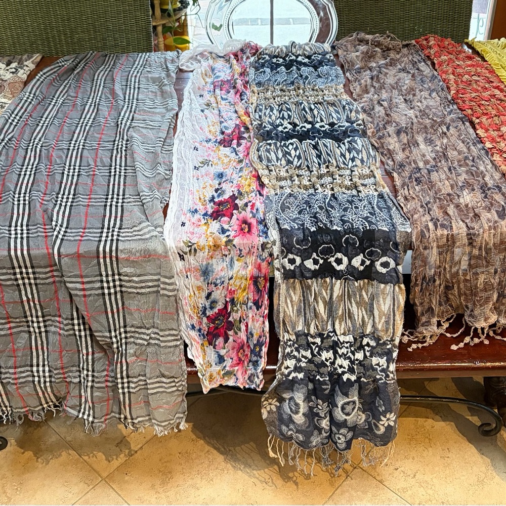 Lot of 8 scarves shawls boho casual contemporary chic